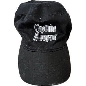 Captain Morgan Black Cap Hat With Adjustable Hook & Loop‎ Strap
